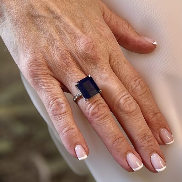 Natural Solitaire Sapphire Ring 6.5 14k W Gold 7 TCW Certified $3,150 310545 - Picture 12 of 15